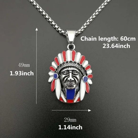 Native American Indian Pendant Necklace Jewelry Silver - Picture 2 of 2
